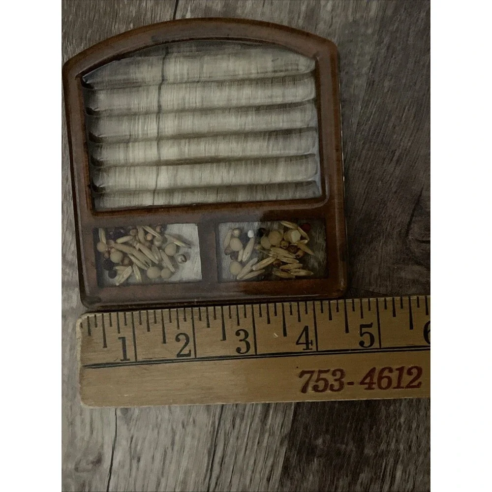 MCM vintage 1960s-1970s resin trivet Soap Dish embedded dried seeds, grains